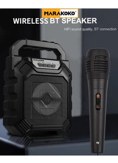 Marakoko Portable Wireless Bluetooth Karaoke Speaker with Wired Microphone, AUX Port, And External Memory Slot. In Black - pzsku/Z1133DF9D98C314A3972DZ/45/_/1724691558/eab556a6-45b9-4519-8d4c-f347db514217