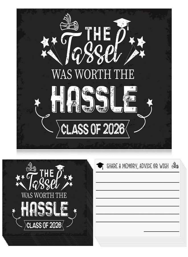 Sinload 100 Pcs Invitation 2026 Graduation Wishes and Advice Card Class of 2026 Happy Graduation Card Congrats Grad The Tassel Was Worth The Hassle Party Decoration for Gift - Image 1