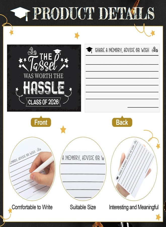 Sinload 100 Pcs Invitation 2026 Graduation Wishes and Advice Card Class of 2026 Happy Graduation Card Congrats Grad The Tassel Was Worth The Hassle Party Decoration for Gift - Image 3