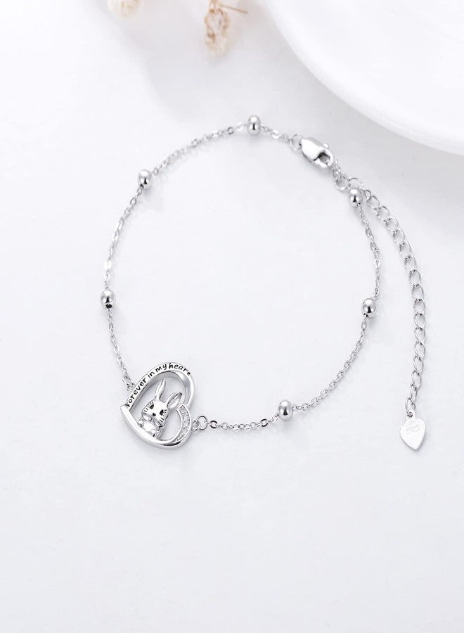 LONAGO Sterling Silver Rabbit Bracelet Animal Bunny Heart Charm Bracelet for Women - Image 3