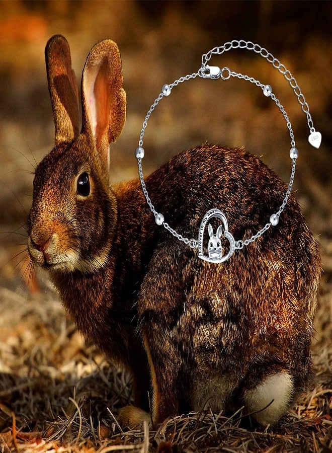LONAGO Sterling Silver Rabbit Bracelet Animal Bunny Heart Charm Bracelet for Women - Image 5