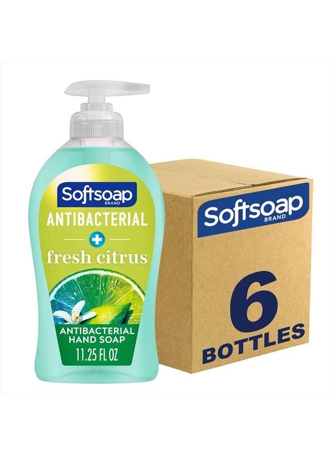 Softsoap Antibacterial Liquid, Fresh Citrus Scent Hand Soap, 11.25 Ounce, 6 Pack  - Image 1