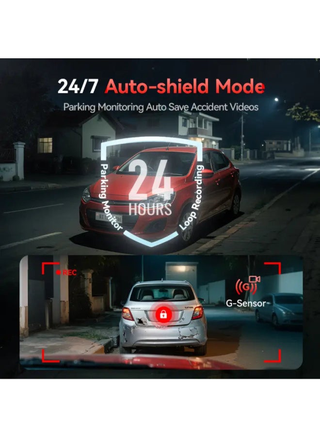 ريد تايجر كاميرا داش ثلاثية القنوات بدقة 4K مع واي فاي 5G للسيارات أسود 3 بوصة F17 - Image 3