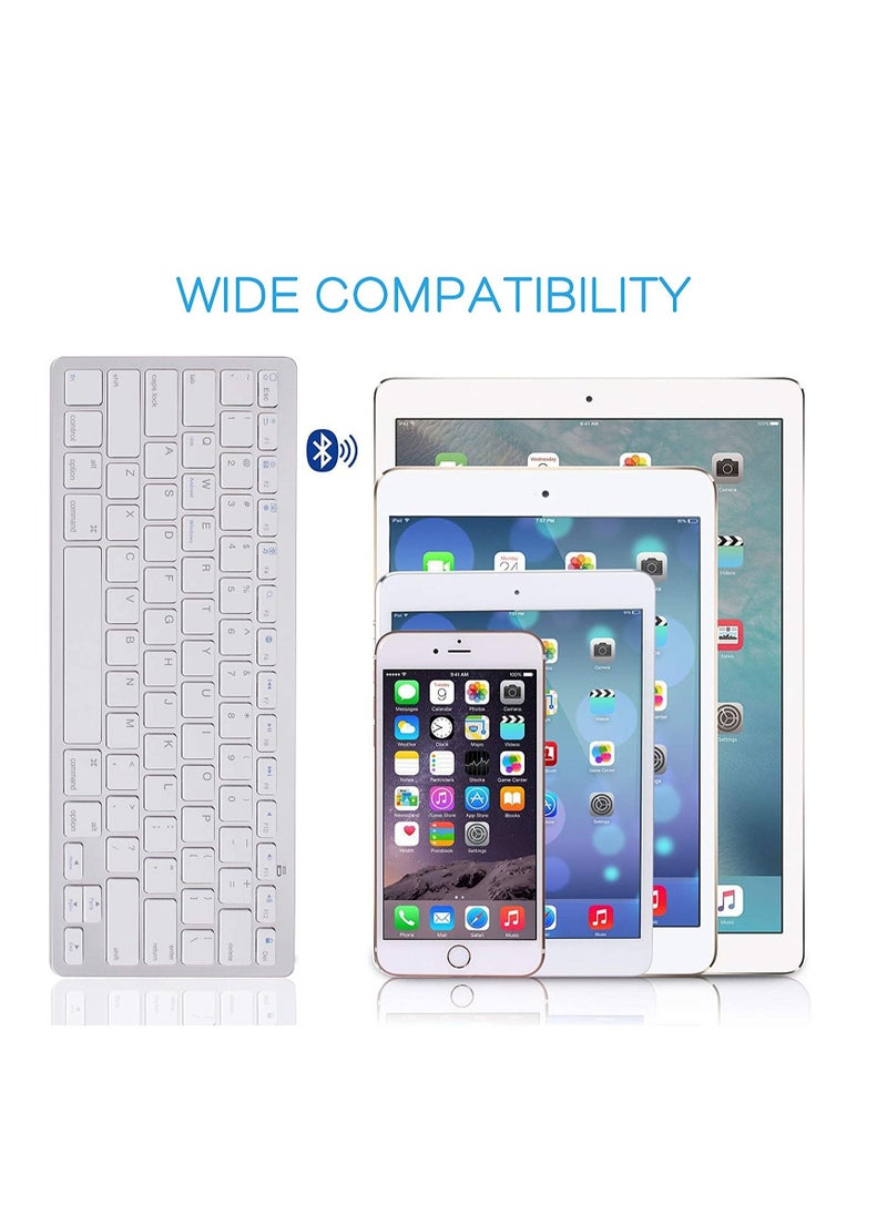 Generic - Bluetooth Keyboard,Ultra-thin Wireless Bluetooth 3.0 Keyboard,Universal Use for iPhone/iPad Air/iPad Pro/iPad Mini/Mac,Windows,PCs,Smartphones and Tablets (Silver) - Image 1