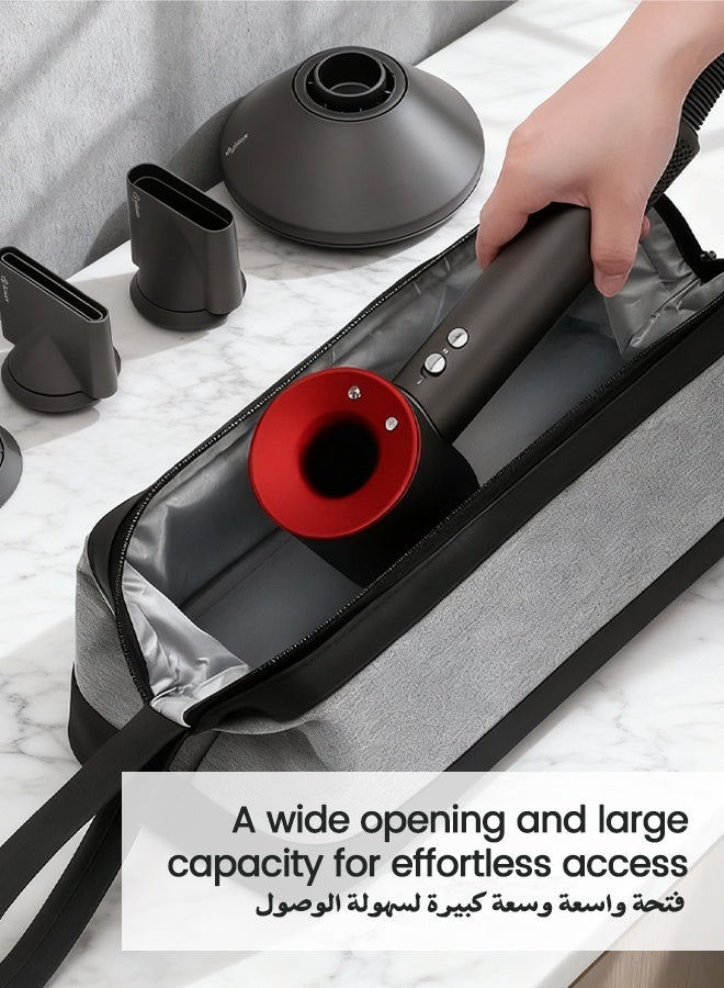 nafas Portable Travel Bag for Dyson Airwrap,Travel Case for Dyson with Black and Grey Oxford + PU Leather,Dustproof Shockproof Durable,Hair Tools Travel Bag for Travel Storage Protection Organizer - Image 5