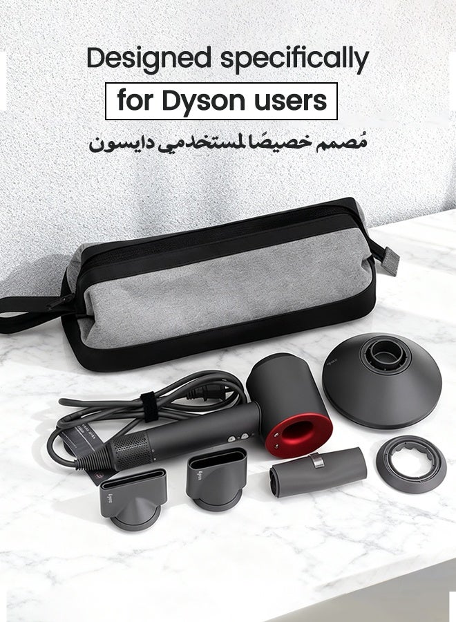 nafas Portable Travel Bag for Dyson Airwrap,Travel Case for Dyson with Black and Grey Oxford + PU Leather,Dustproof Shockproof Durable,Hair Tools Travel Bag for Travel Storage Protection Organizer - Image 4
