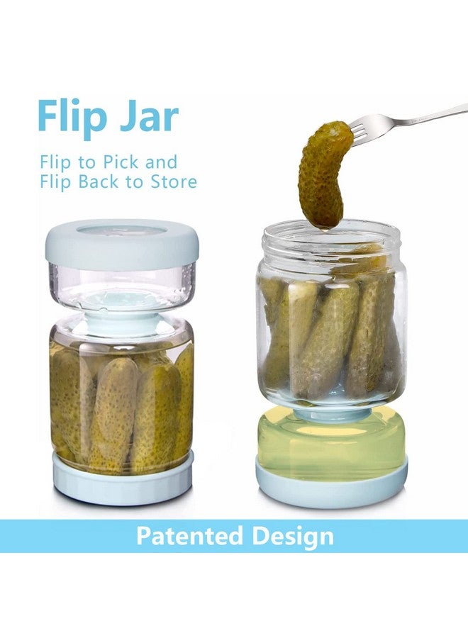Luvan Pickle Jar with Strainer Flip, 34oz Pickle Container, Glass Kraut Juice Separator Jar-Leakproof Airtight Lid, Hourglass Food Storage Flip Jar for Olive,Jalapeno,Sliced Pickles-Dishwasher Safe - Image 2