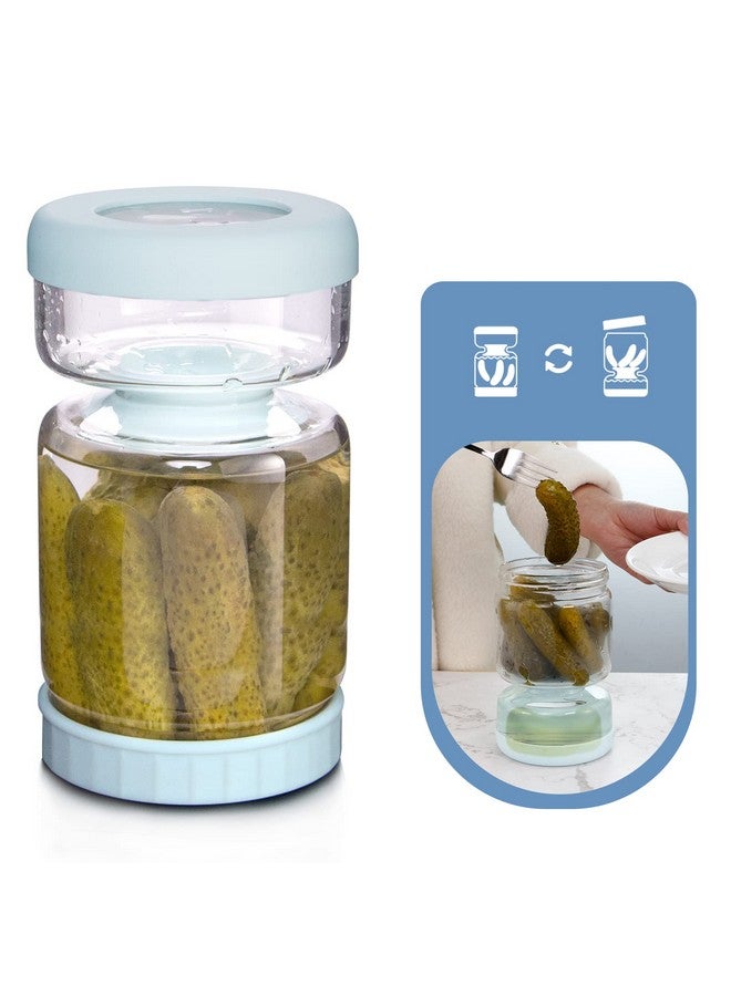 Luvan Pickle Jar with Strainer Flip, 34oz Pickle Container, Glass Kraut Juice Separator Jar-Leakproof Airtight Lid, Hourglass Food Storage Flip Jar for Olive,Jalapeno,Sliced Pickles-Dishwasher Safe - Image 1