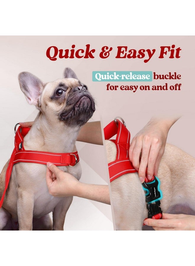 رابيتجو تسخير الكلاب من رابتيجو بدون شد، سريع التركيب للكلاب متوسطة الحجم مع مقبض مبطن ناعم، سترة عاكسة قابلة للتعديل على الصدر للحيوانات الأليفة، مقاومة للاختناق والهروب للتدريب على المشي، لون أحمر متوسط - Image 4