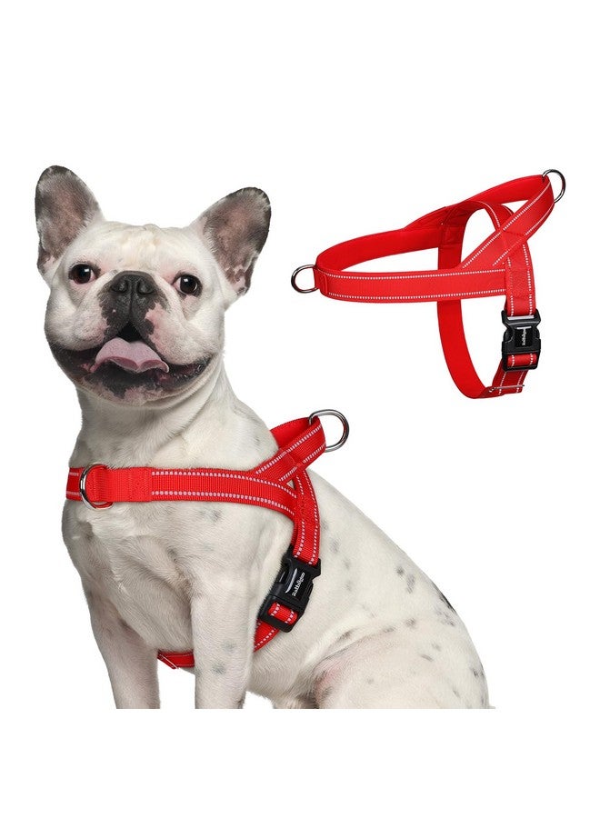 رابيتجو تسخير الكلاب من رابتيجو بدون شد، سريع التركيب للكلاب متوسطة الحجم مع مقبض مبطن ناعم، سترة عاكسة قابلة للتعديل على الصدر للحيوانات الأليفة، مقاومة للاختناق والهروب للتدريب على المشي، لون أحمر متوسط - Image 1