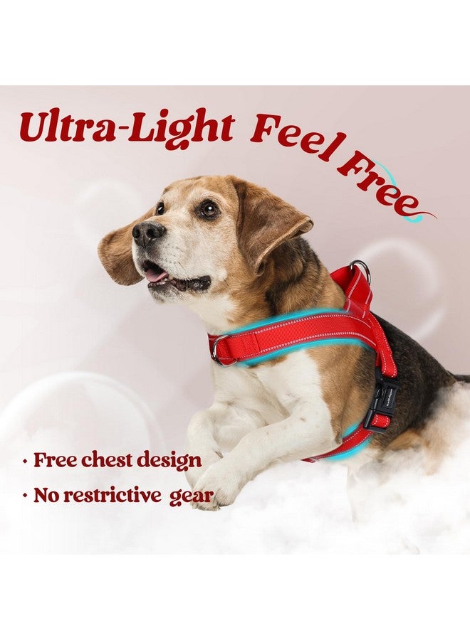 رابيتجو تسخير الكلاب من رابتيجو بدون شد، سريع التركيب للكلاب متوسطة الحجم مع مقبض مبطن ناعم، سترة عاكسة قابلة للتعديل على الصدر للحيوانات الأليفة، مقاومة للاختناق والهروب للتدريب على المشي، لون أحمر متوسط - Image 5
