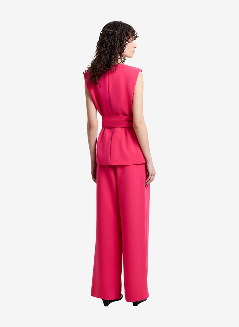 French Connection Women's Peony Pink Tiana Self Tie Waistcoat - Image 4