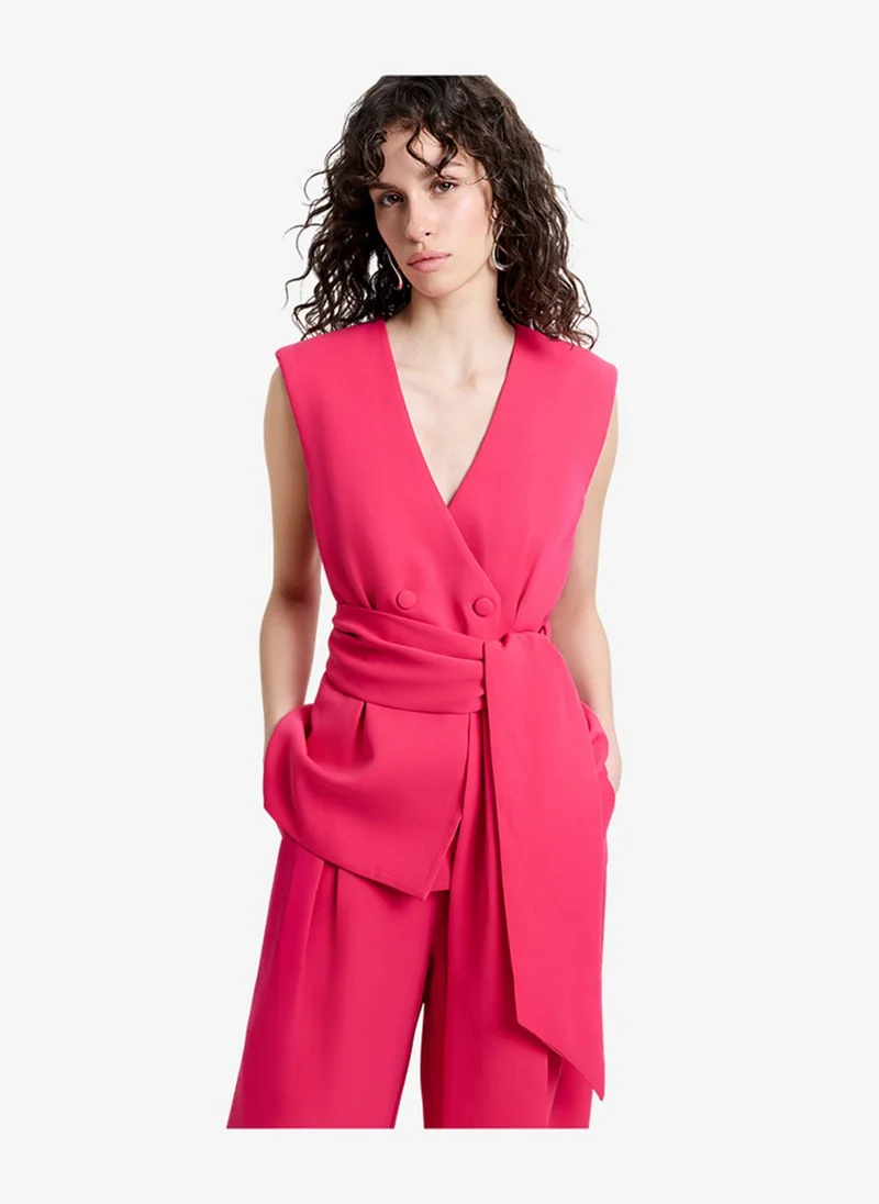 Women's Peony Pink Tiana Self Tie Waistcoat