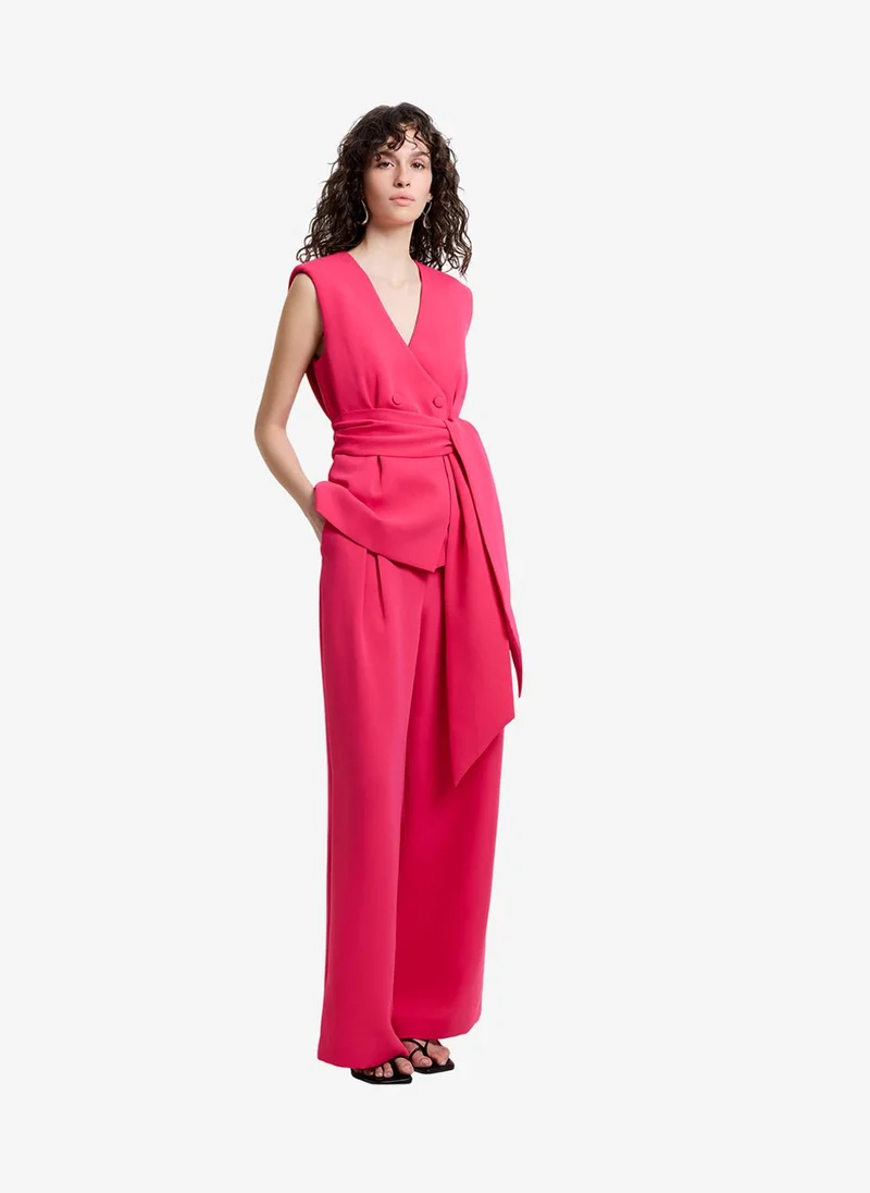 فرنش كونكشن Women's Peony Pink Tiana Self Tie Waistcoat