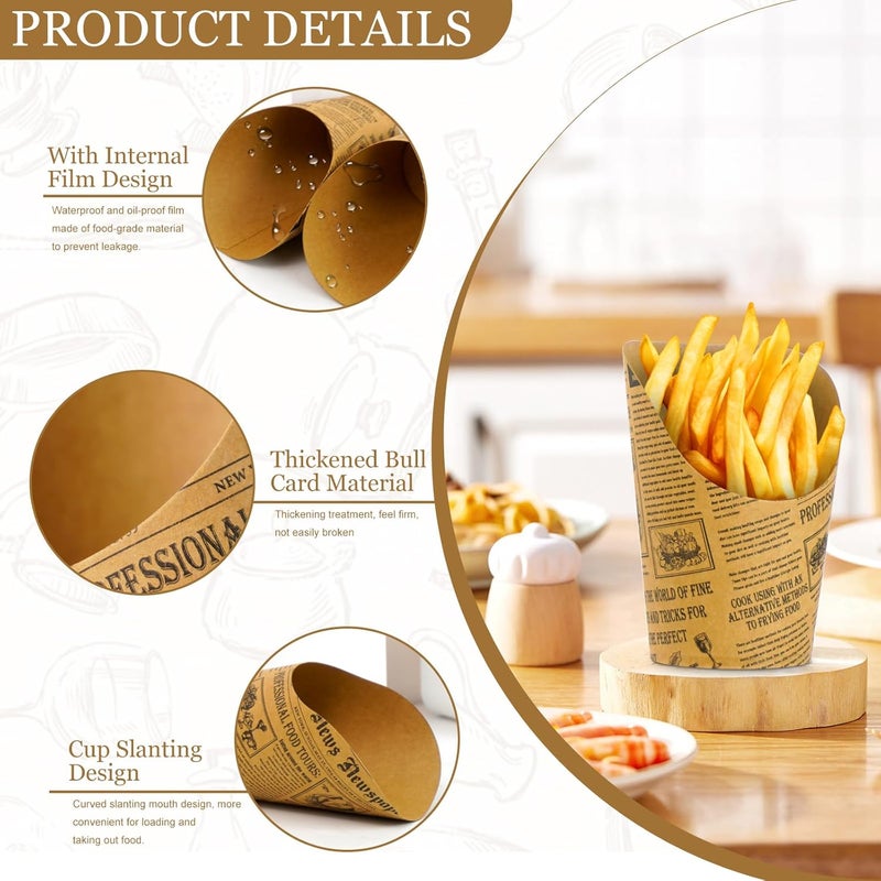 GOWTX Pack of 50 Kraft Paper Cups, 14 oz Kraft Paper Cups, Slanted Mouth Snack Paper Cups, Charcuterie Ice Cream Cups, Kraft Paper Chip Holder, Snack Bags for Bubble Waffles, Candy Bar Party - Image 3