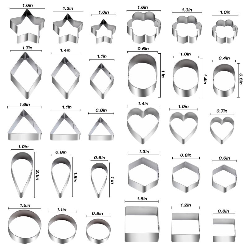 PEAKCLOUDS 30Pcs Mini Cookie Cutter Setï¼ŒStainless Steel Multi Shapes Kit Cutters for Baking, Holiday Cookies, Small Stainless Steel Fruit Veggie Tiny Polymer Clay Cutters for Kids - Image 3