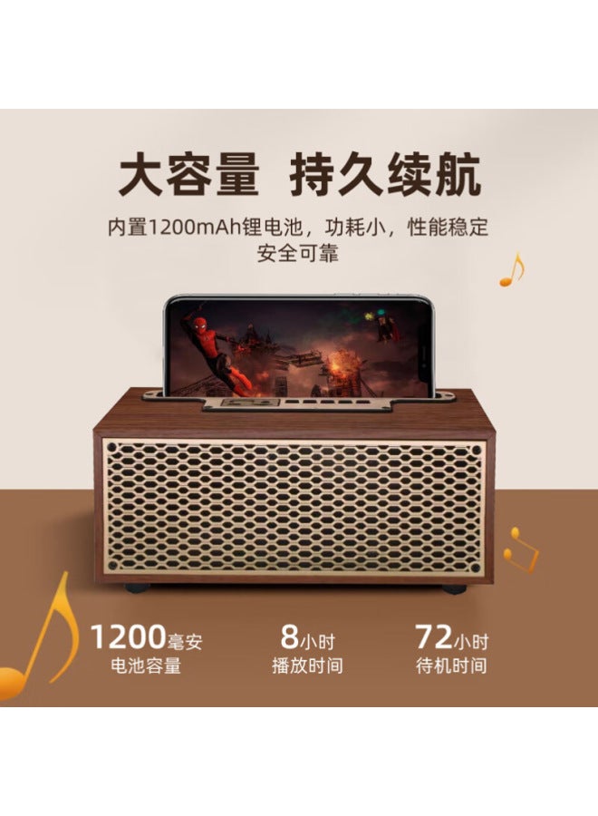 Neutral Bluetooth Speaker Wooden Retro High-end Home Mini Wireless High Volume Subwoofer Portable Desktop Small Audio - Image 3