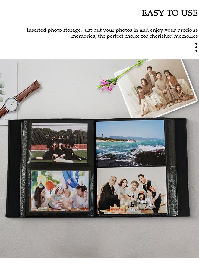 DUNISO Pockets Photo Album with 2 Picture Display Window, Portable Picture Photo Book for 4 * 6 Inches Photos, Waterproof Linen Photo Album for Wedding Birthday Travel Graduation - Image 4