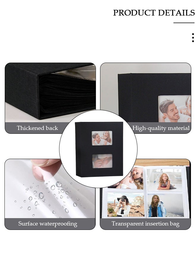 DUNISO Pockets Photo Album with 2 Picture Display Window, Portable Picture Photo Book for 4 * 6 Inches Photos, Waterproof Linen Photo Album for Wedding Birthday Travel Graduation - Image 3