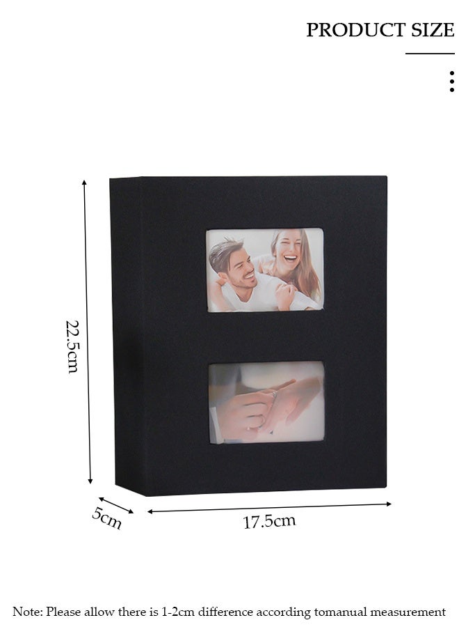 DUNISO Pockets Photo Album with 2 Picture Display Window, Portable Picture Photo Book for 4 * 6 Inches Photos, Waterproof Linen Photo Album for Wedding Birthday Travel Graduation - Image 2
