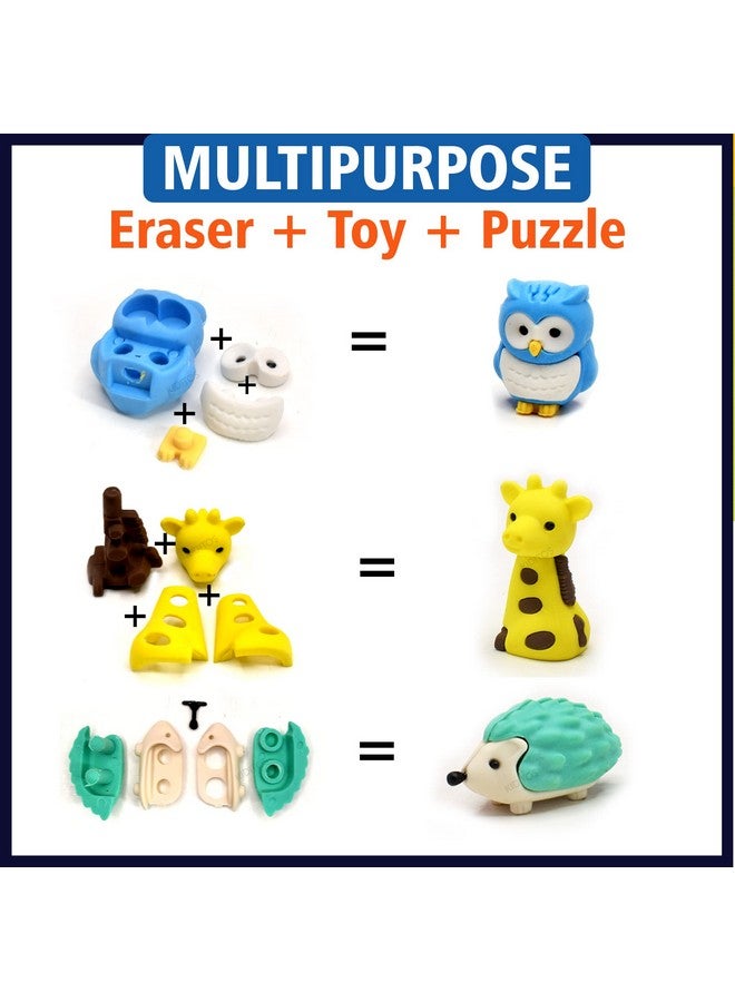 Kiditos Erasers Pack of 19 Jungle Adventure Toy for Kids Play Fancy Erasers for Kids School Stationary Kit Birthday Return Gift, Multi - Image 4