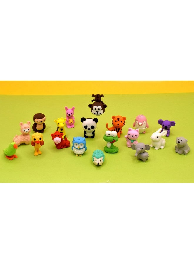 Kiditos Erasers Pack of 19 Jungle Adventure Toy for Kids Play Fancy Erasers for Kids School Stationary Kit Birthday Return Gift, Multi - Image 2