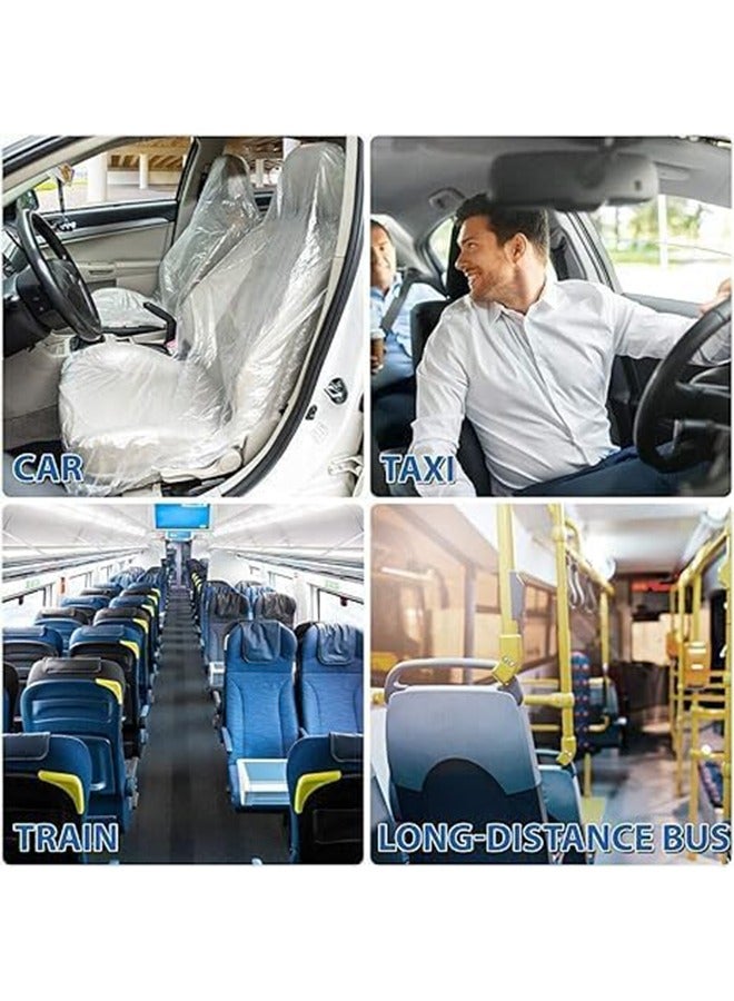 MVAQKLM غطاء مقعد للاستخدام مرة واحدة، غطاء مقعد بلاستيكي عالمي للسيارات للاستخدام مرة واحدة، مناسب لمقاعد الطائرات، وكراسي الصالونات، ومقاعد المطاعم، ومقاعد الحافلات (100 قطعة). - Image 5