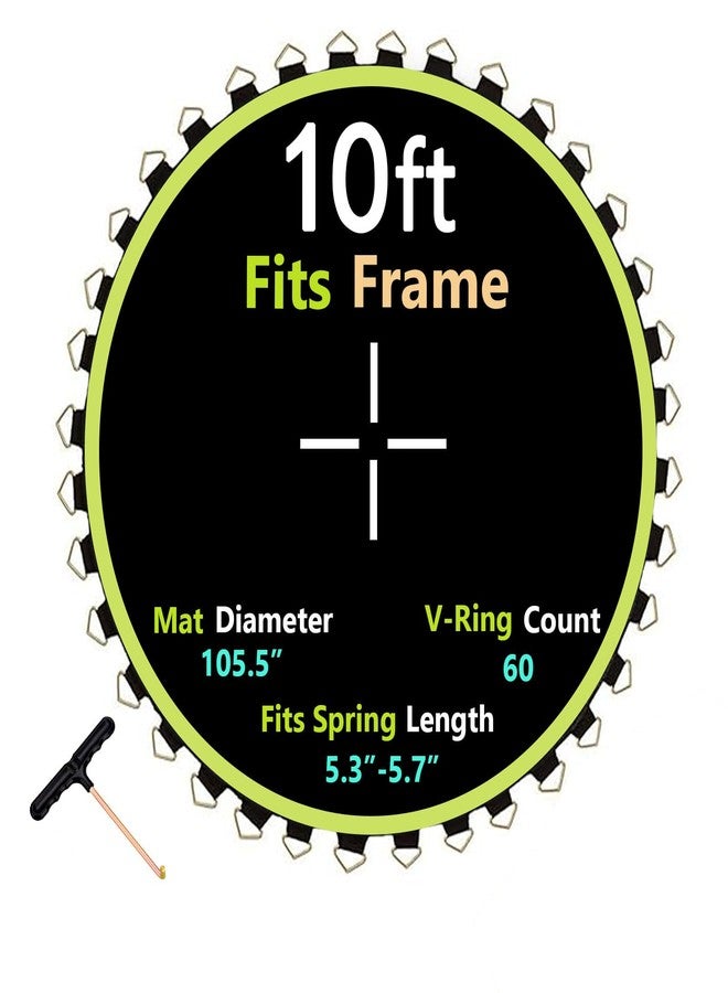 XATAMIO Trampoline Replacement Mat, Dia:105.5", Fits 10ft Frame, with 54/56/60/64 V-Rings for Choose and Spring Tool, Fits 5.3"-5.7" Springs, UV-Resistant (Mat's diam 105.5in with 60 V-Rings) - Image 1