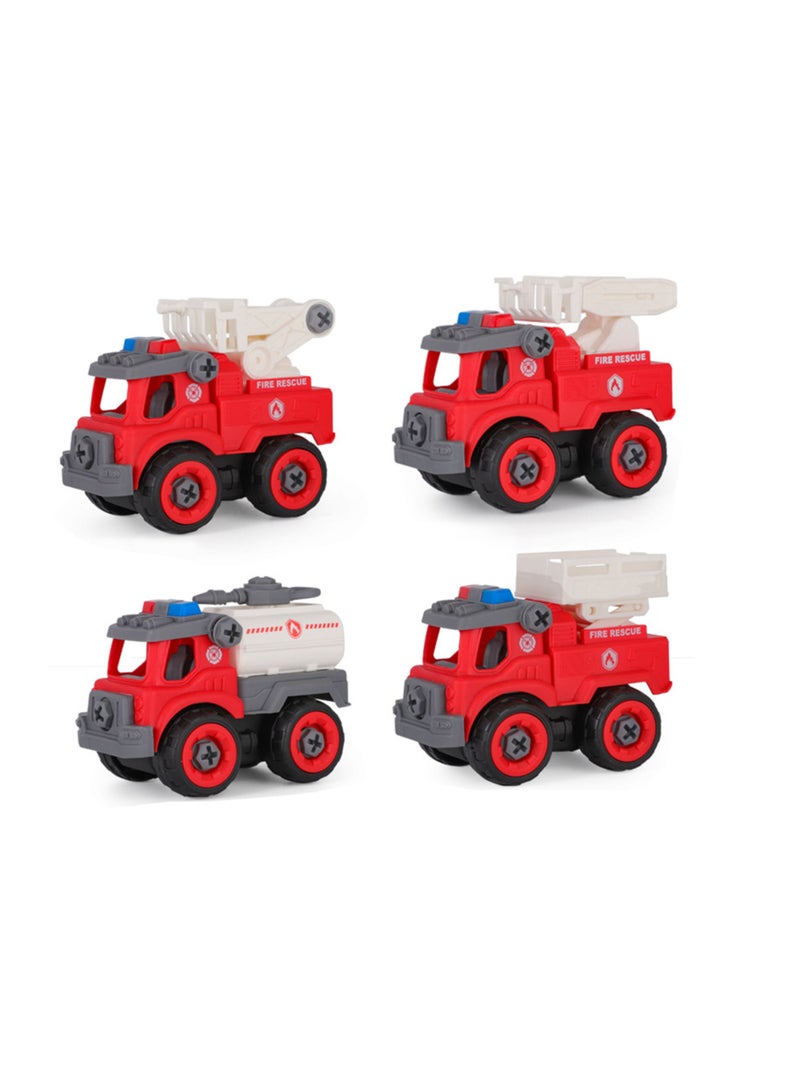 فيلوز مجموعة نموذج شاحنة إطفاء مكونة من 4 قطع، مجموعة ألعاب شاحنة إطفاء مبتكرة قابلة للفصل للأطفال - Image 1