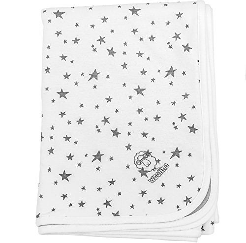 Woolino Toddler Blanket - Merino Wool and Organic Cotton Baby Blanket for Girls and Boys - 4 Season - 52.5” x 40” - Gray Stars - Image 2