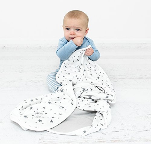 Woolino Toddler Blanket - Merino Wool and Organic Cotton Baby Blanket for Girls and Boys - 4 Season - 52.5” x 40” - Gray Stars - Image 3