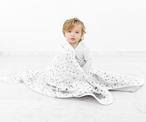 Woolino Toddler Blanket - Merino Wool and Organic Cotton Baby Blanket for Girls and Boys - 4 Season - 52.5” x 40” - Gray Stars - Image 4