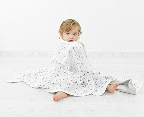 Woolino Toddler Blanket - Merino Wool and Organic Cotton Baby Blanket for Girls and Boys - 4 Season - 52.5” x 40” - Gray Stars - Image 5