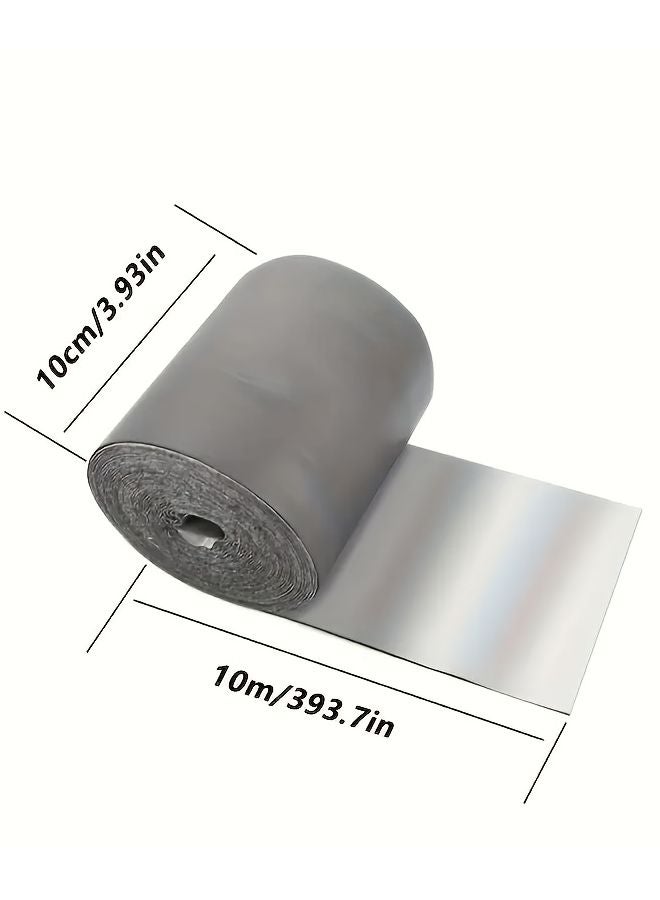 شريط لاصق ذاتي مضاد للماء فضي 10 سم × 10 م مع فيلم واقي قابل للإزالة لتغطية الأسطح الخارجية والحاويات - Image 1