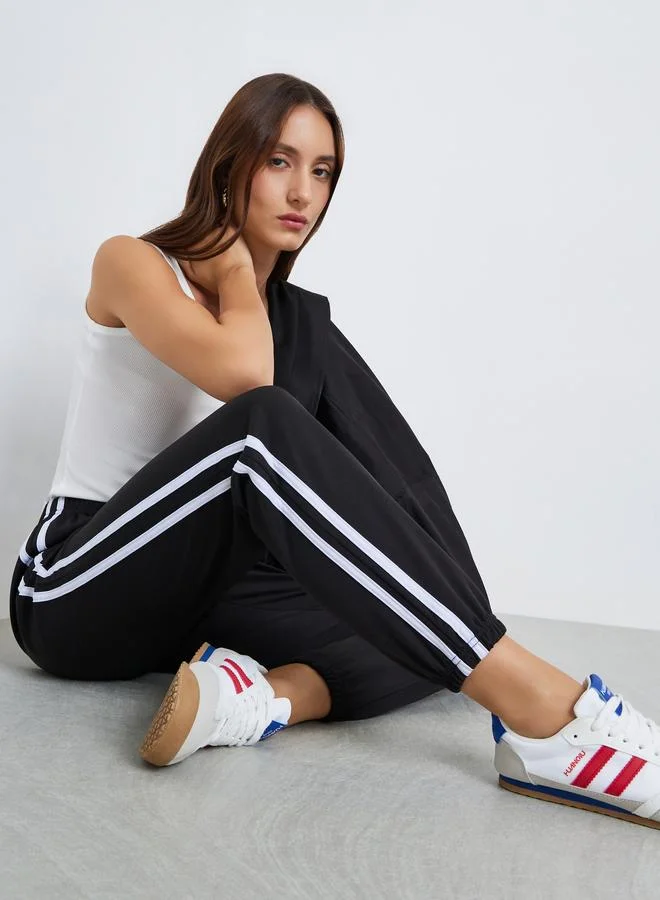 Take Two Women's Solid Elastic Drawstring Waist With Double Lines Detail Joggers