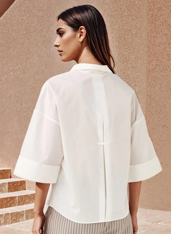 2Xtremz 2Xtremz Oversized Cotton Shirt with 3/4 Sleeves