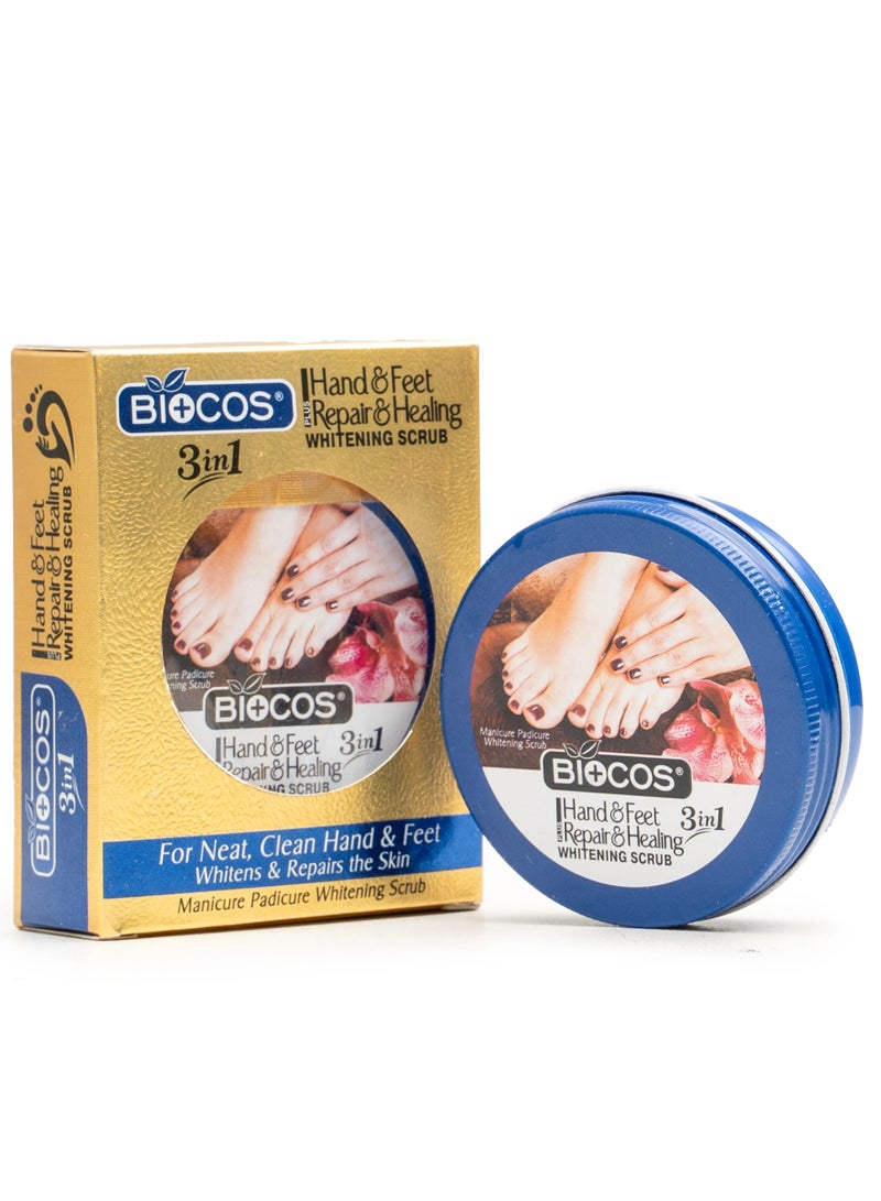 BIOCOS Hand & Feet Scrub With Vitamin E, Olive Oil & Jojoba Oil – Deeply Hydrates, Removes Dry Skin, Treats Cracked Heels, Exfoliates & Moisturizes For Smooth, Healthy Hands & Feet - Image 1