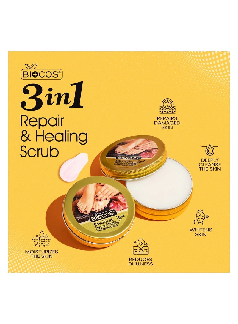 BIOCOS Hand & Feet Scrub With Vitamin E, Olive Oil & Jojoba Oil – Deeply Hydrates, Removes Dry Skin, Treats Cracked Heels, Exfoliates & Moisturizes For Smooth, Healthy Hands & Feet - Image 3