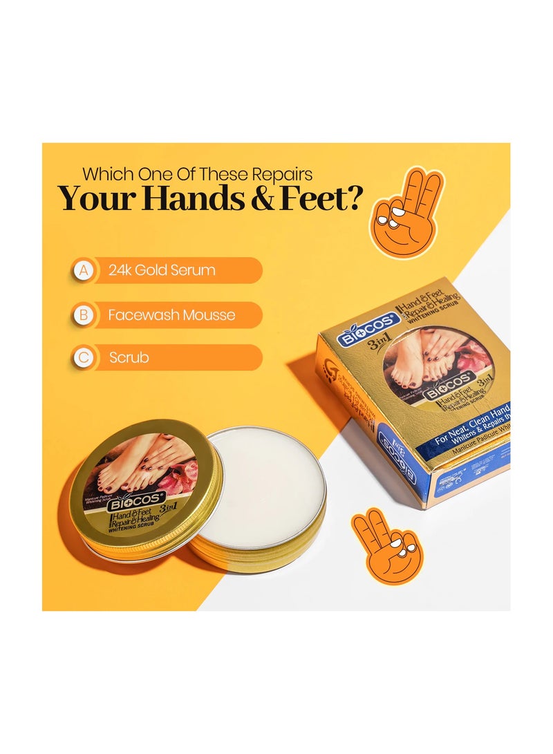 BIOCOS Hand & Feet Scrub With Vitamin E, Olive Oil & Jojoba Oil – Deeply Hydrates, Removes Dry Skin, Treats Cracked Heels, Exfoliates & Moisturizes For Smooth, Healthy Hands & Feet - Image 4