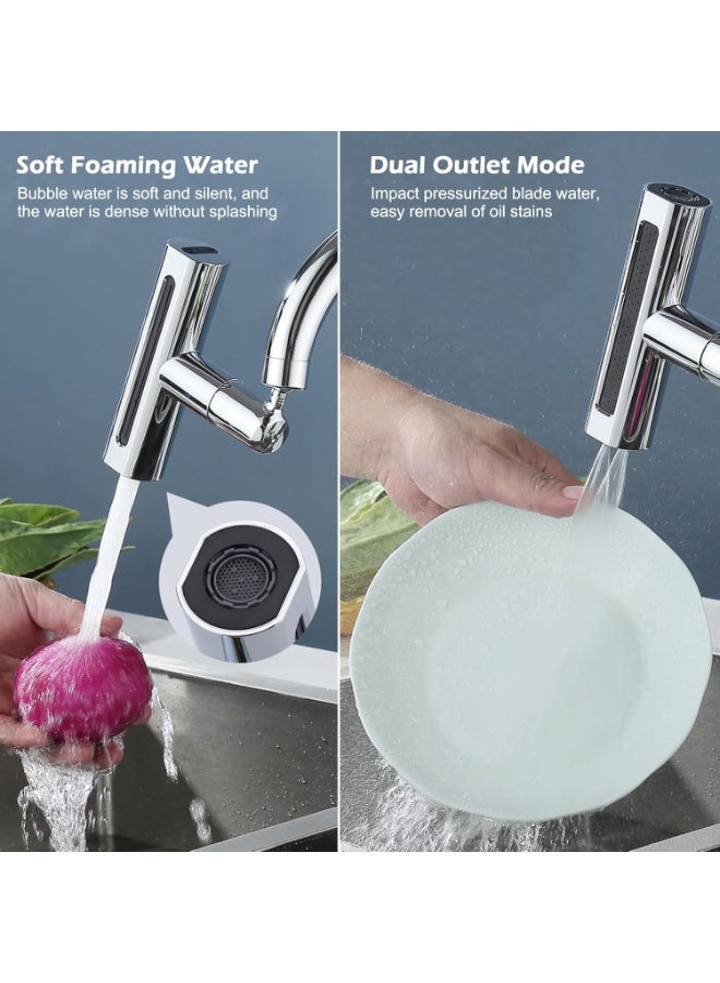 Relex 4 In 1 Waterfall Kitchen Faucet, 360° Swivel Waterfall Spout Taps,Splash-Proof Bathroom,Kitchen Faucet Head Replacement, High Arc Sink Faucet Suitable for Washing Fruit Vegetable - Image 5