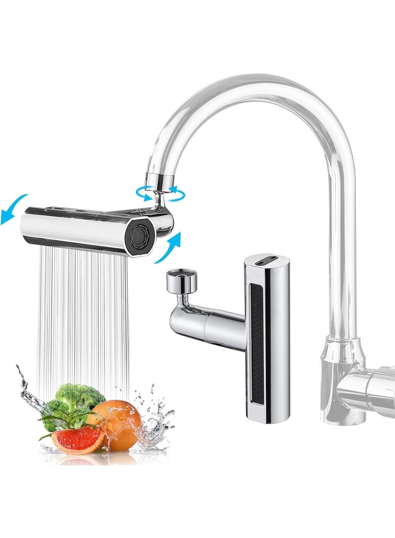 Relex 4 In 1 Waterfall Kitchen Faucet, 360° Swivel Waterfall Spout Taps,Splash-Proof Bathroom,Kitchen Faucet Head Replacement, High Arc Sink Faucet Suitable for Washing Fruit Vegetable - Image 1