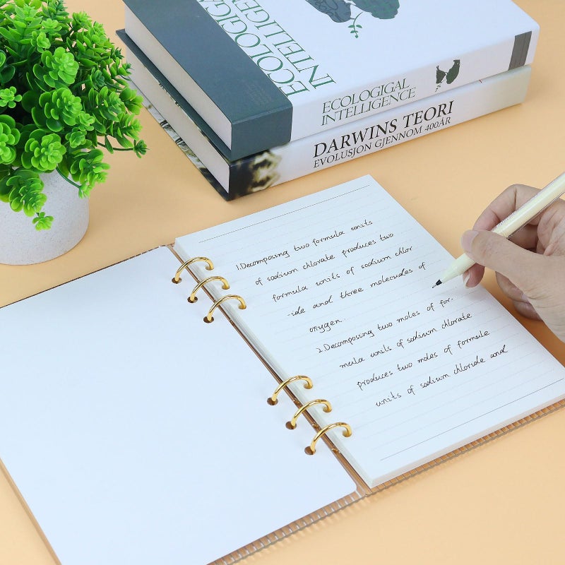 MultiBey A5 Binder 6-Ring Clear Stripe Acrylic Notebook Cover, Gold Metal Round Ring with 45 Sheets Lined Inner Papers, a5 Planner Budget Binders (Stripe - Image 5