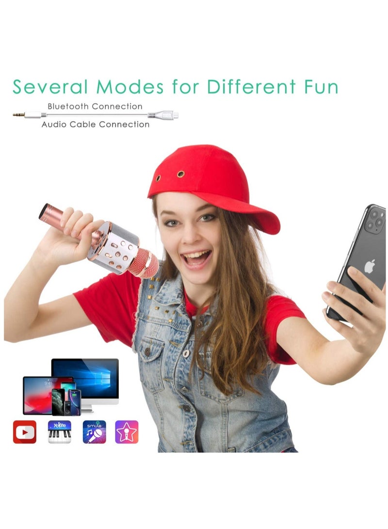 إلترازون Wireless Bluetooth Karaoke Microphone for Kids, 5-in-1 Portable Handheld Karaoke Mic Speaker Player Recorder - Image 4