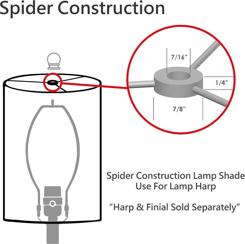 Aspen Creative 32682 Transitional Empire Shape Spider Construction Lamp Shade, White, 7" Top x 13" Bottom x 9-1/2" Slant Height - Image 5