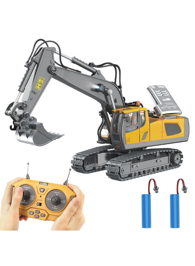 XiuWoo Remote Control Excavator Toy for 6-12 yr Boys, Best Birthday Gifts for Kids 4-7 8 9 10 11 Year Old, RC Construction Toys with Metal Shovel, Lights, Sounds 2.4Ghz  - Image 1