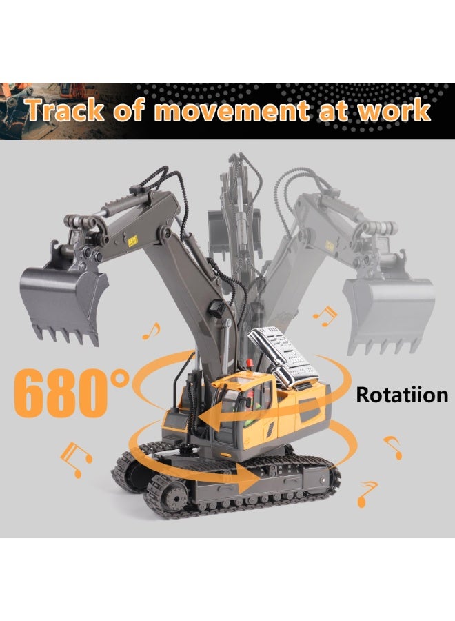 XiuWoo Remote Control Excavator Toy for 6-12 yr Boys, Best Birthday Gifts for Kids 4-7 8 9 10 11 Year Old, RC Construction Toys with Metal Shovel, Lights, Sounds 2.4Ghz  - Image 2