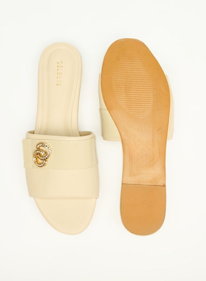 Celeste Women's Slip-On Sandals with Metal Accent - Image 4