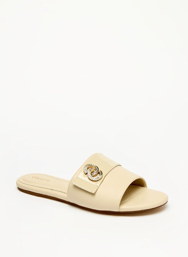Celeste Women's Slip-On Sandals with Metal Accent - Image 3