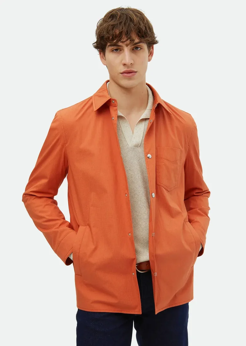 RAMSEY Orange Regular Fit Shirt Collar Casual Weaving Coat