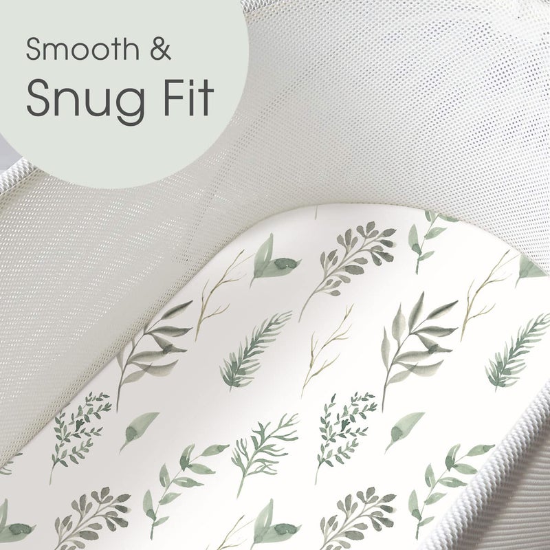 GRSSDER Stretchy Ultra Soft Fitted Bassinet Sheet Set 2 Pack, Universal Fit for Bassinets Baby Cradle Moses Basket Oval Rectangle Mattress, Watercolor Daisy Flowers Bassinet Sheets for Girls - Image 3